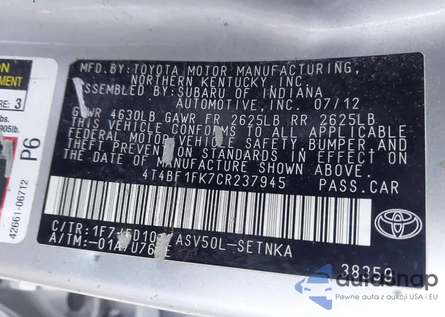 4T4BF1FK7CR237945: 42815172