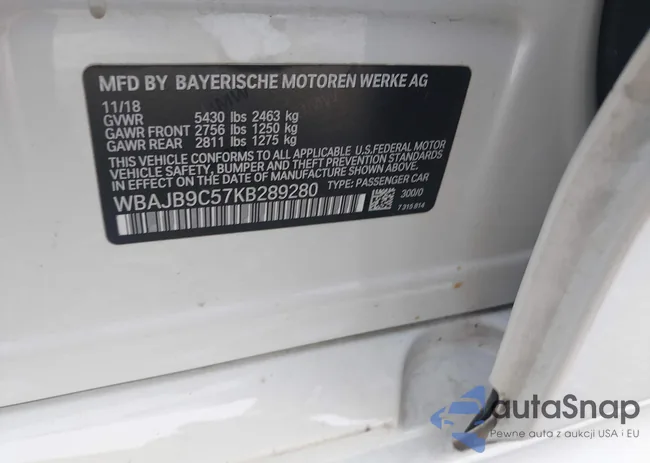 WBAJB9C57KB289280: 42815285