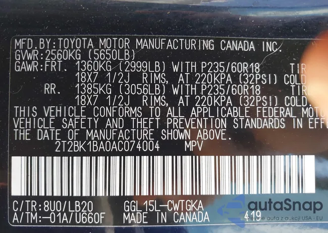 2T2BK1BA0AC074004: 42815493