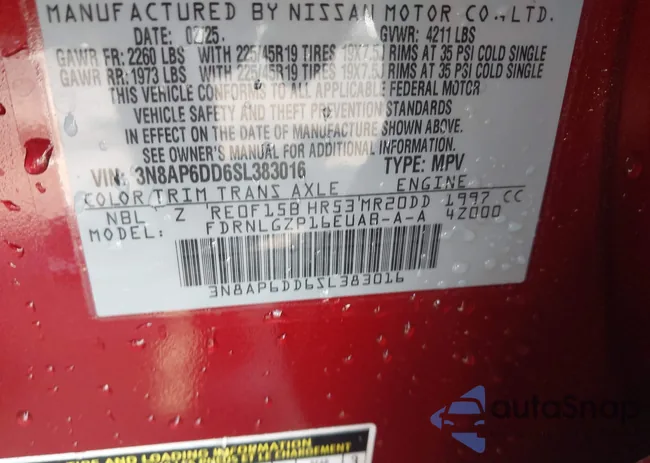 3N8AP6DD6SL383016: 42814526