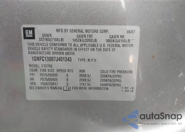 1GNFC13087J401343: 42814616