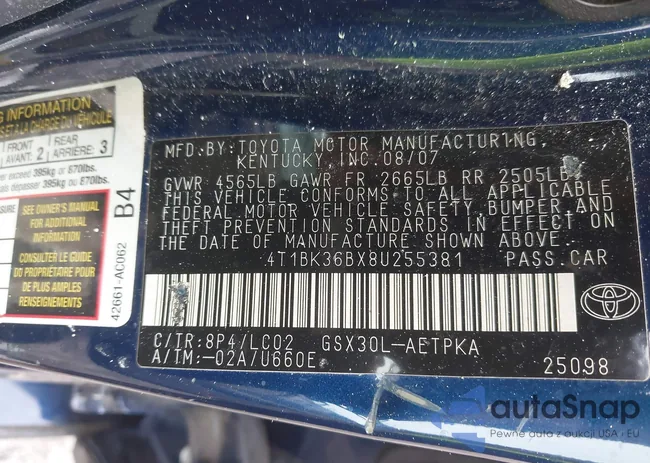 4T1BK36BX8U255381: 42815998