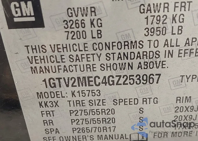 1GTV2MEC4GZ253967: 42816000