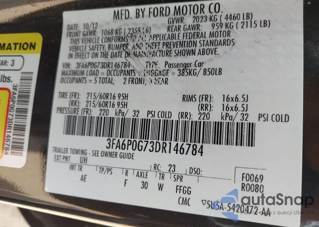 3FA6P0G73DR146784: 42816132