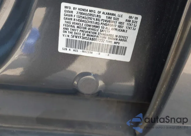 5FNYF3H52AB007232: 42816445