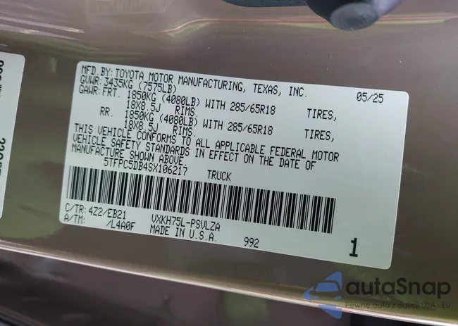 5TFPC5DB4SX106217: 42815581