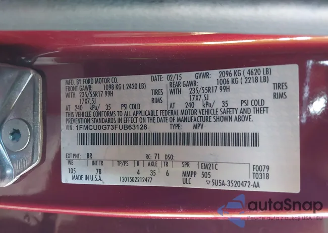 1FMCU0G73FUB63128: 42817061