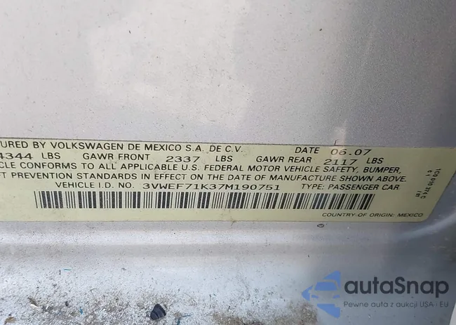 3VWEF71K37M190751: 42817092