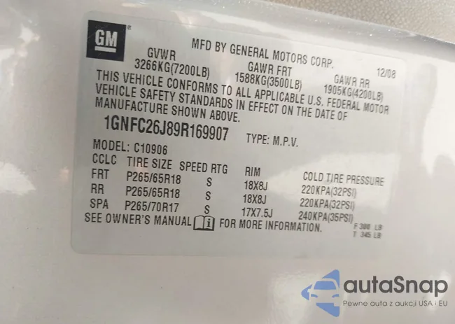 1GNFC26J89R169907: 42817134