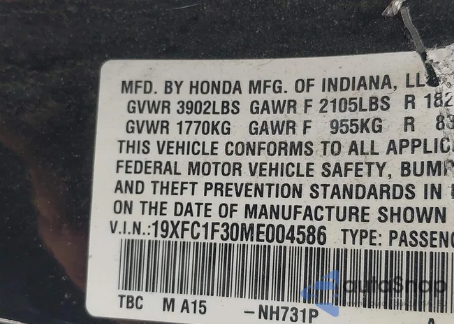 19XFC1F30ME004586: 42817247