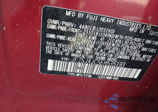 JF2SJAJC5EH535193: 42818066