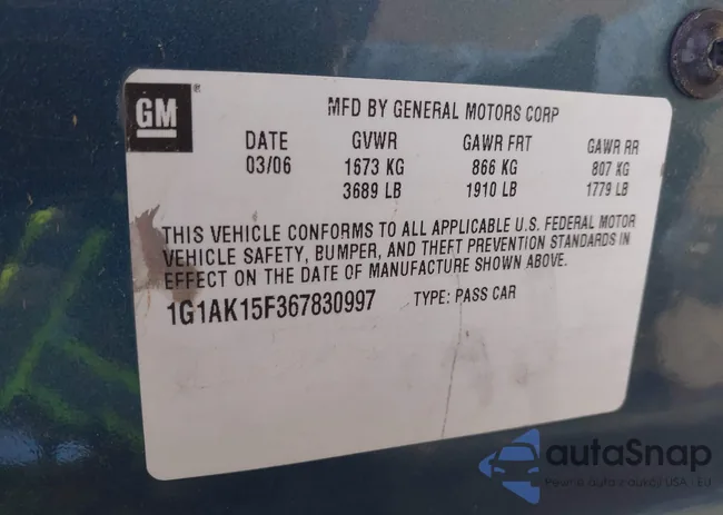 1G1AK15F067695235: 42818109