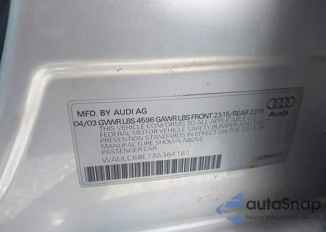 WAULC68E73A364161: 42818205