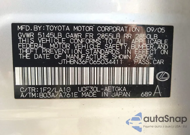 JTHBN36F065034411: 42818304