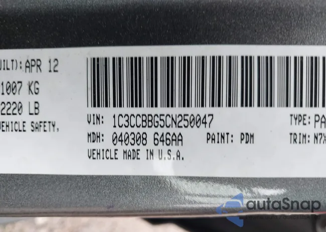 1C3CCBBG5CN250047: 42818325