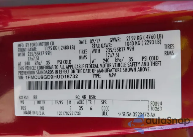 1FMCU9GD9HUD18732: 42818498