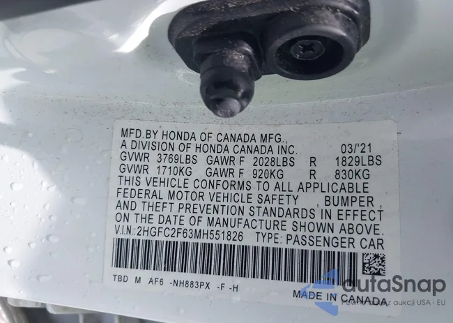 2HGFC2F63MH551826: 42819117