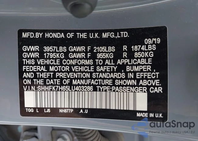 SHHFK7H65LU403286: 42819183