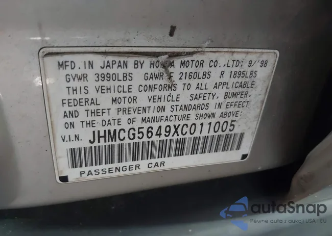 JHMCG5649XC011005: 42819375