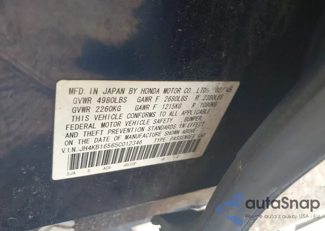 JH4KB16565C012346: 42819438