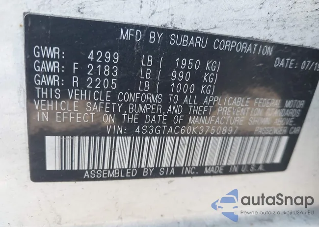 4S3GTAC60K3750897: 42818670