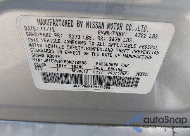 JN1CV6AP5DM716598: 42819976