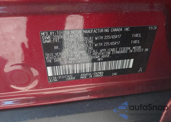 2T3P1RFV3SW499541: 42820047