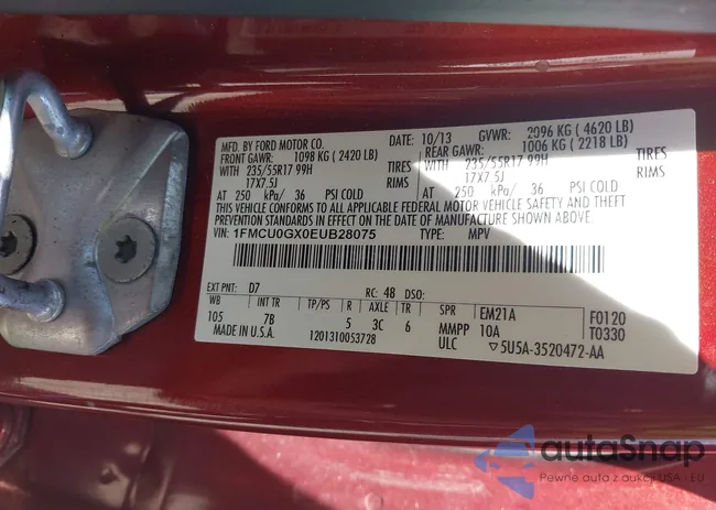 1FMCU0GX0EUB28075: 42820058