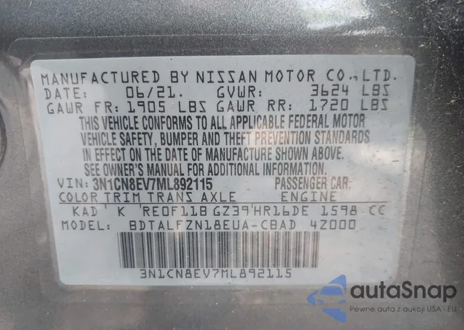 3N1CN8EV7ML892115: 42820090