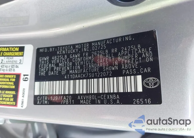 4T1DAACK7SU122072: 42820196