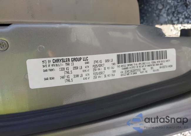 2C4RC1BG3DR737221: 42820343