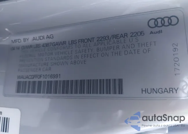 WAUACGFF0F1016991: 42820376