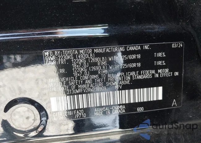 2T3UWRFV2RW218909: 42820433