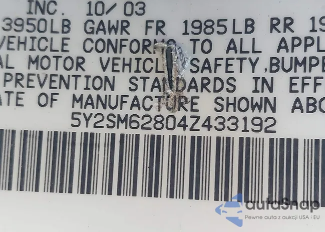 5Y2SM62804Z433192: 42819652