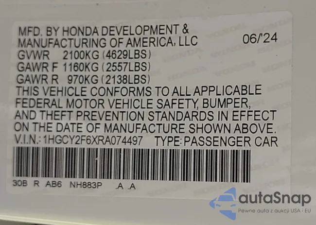 1HGCY2F6XRA074497: 42819774