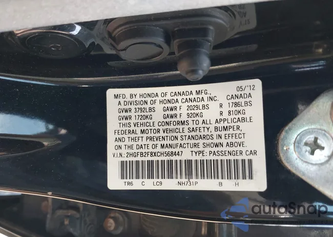 2HGFB2F8XCH568447: 42819825