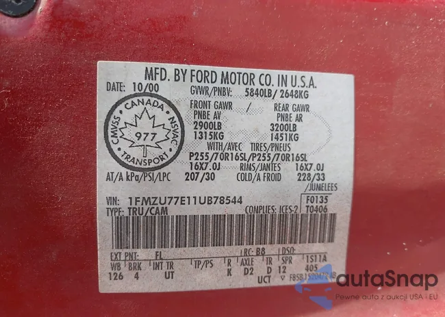 1FMZU77E11UB78544: 42821198