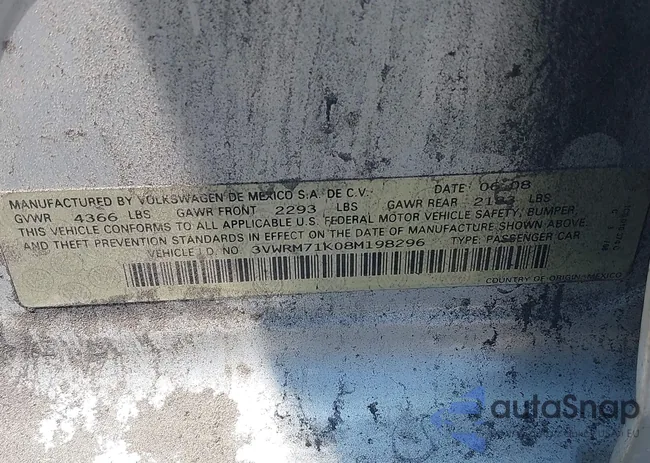 3VWRM71K08M198296: 42820535