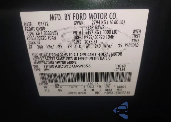 1FM5K8D83DGA91353: 42821926