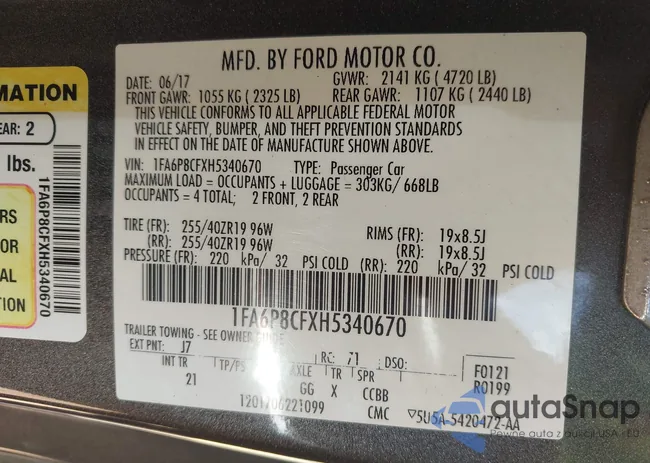 1FA6P8CFXH5340670: 42821947