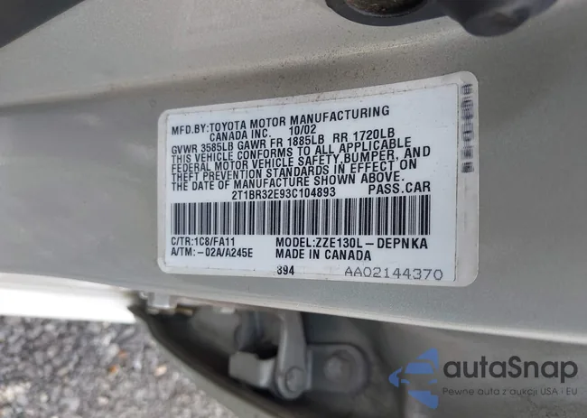 2T1BR32E93C104893: 42821954