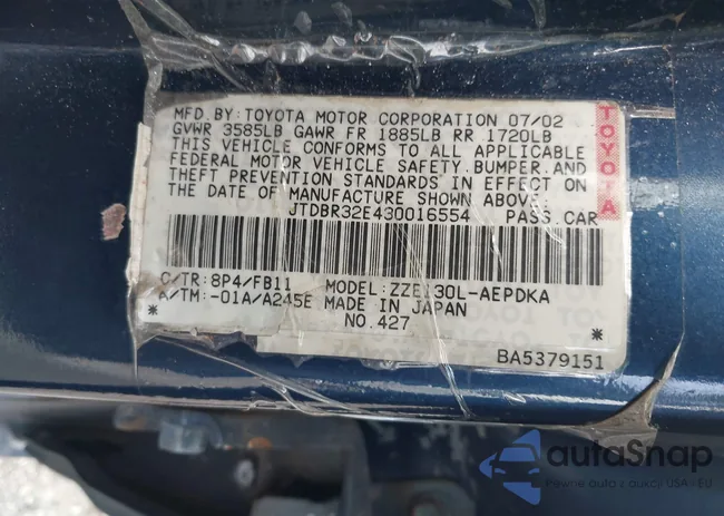 JTDBR32E430016554: 42822155