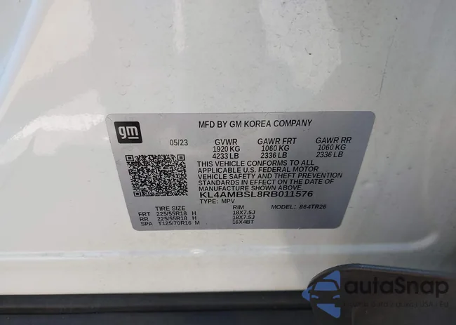 KL4AMBSL8RB011576: 42822424