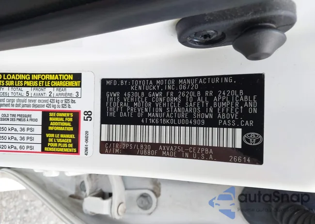 4T1K61BK0LU004909: 42822885