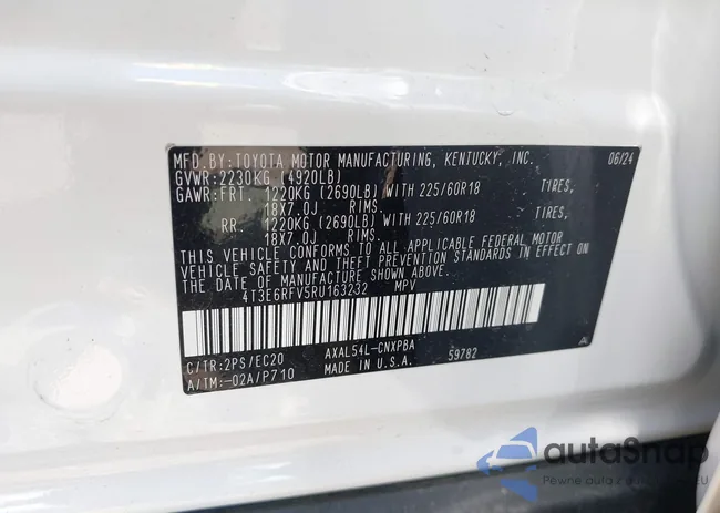 4T3E6RFV5RU163232: 42822981