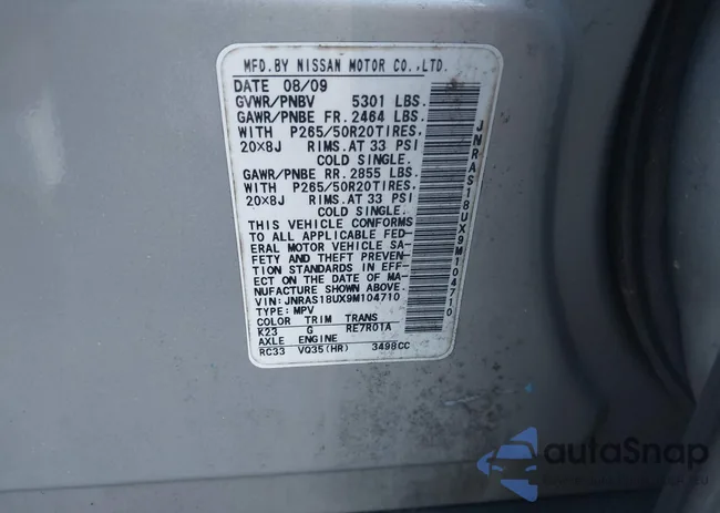 JNRAS18UX9M104710: 42823050