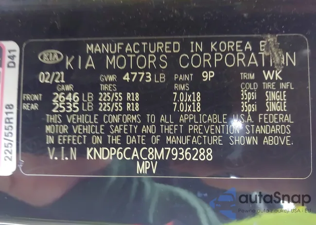 KNDP6CAC8M7936288: 42823100