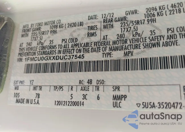 1FMCU0GXXDUC37545: 42823162