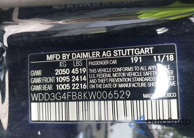 WDD3G4FB8KW006529: 42823170