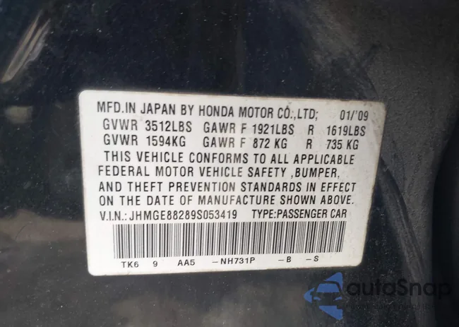 JHMGE88289S053419: 42823182